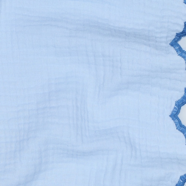 Musselin  Bogenkante Hellblau